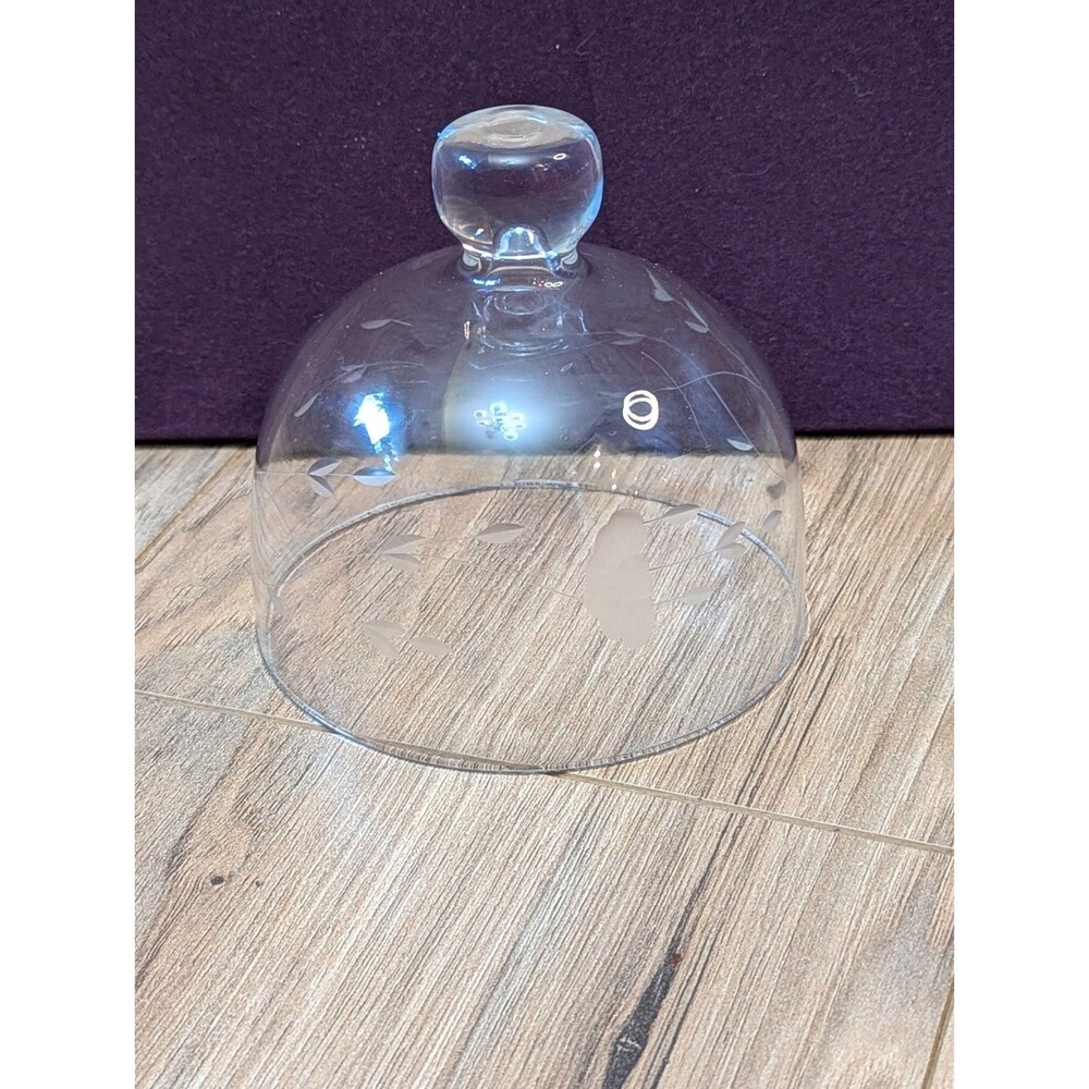 Vintage Princess House Fantasia Glass Cloche 4.5" Dome with Etched Design